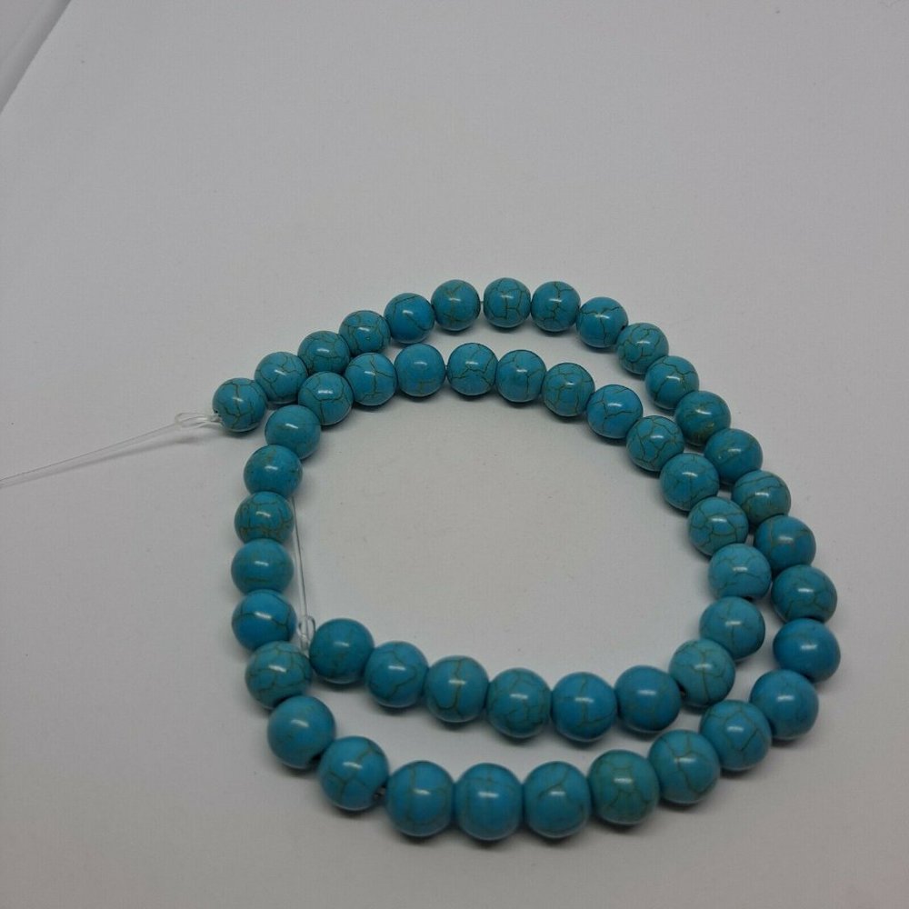 Beads Teal Jewelry craft making Crackle Design 48 pieces - Picture 5 of 6